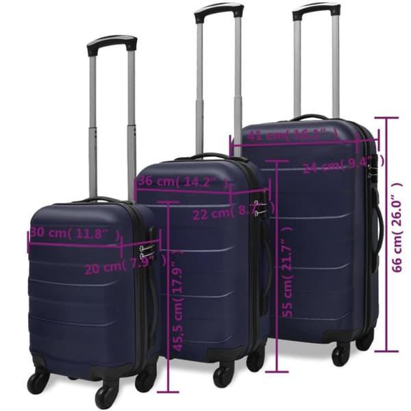 hardcase trolleysæt 45,5/55/66 cm blå