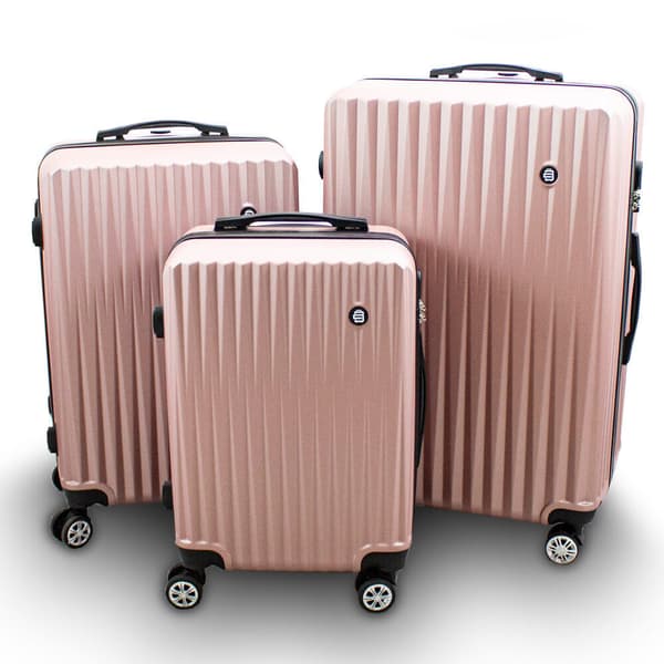 S?t kufferter Kufferter p? hjul, guld og pink, S?T 3 styk, holdbart
