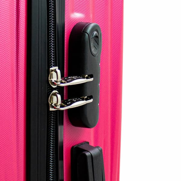 Et s?t ABS pink rejsekufferter til flyet til rejser, 3 stk