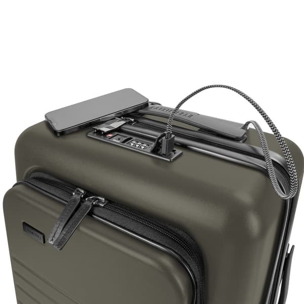 Eternitive E3 PLUSresväska / TSA kombinationslås / USB-C och USB-A portar / kabinväska / olivgrön färg / 360° svängbara hjul