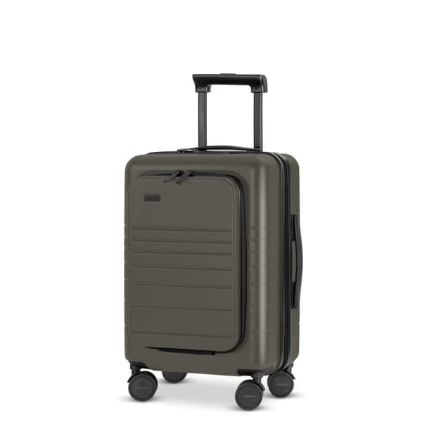 Set med 3 Eternitive E3 resväskor / TSA kombinationslås / storlek S + M + L / olivgrön / kabinväska med extra ficka och USB-C- och USB-A-port / 360° s