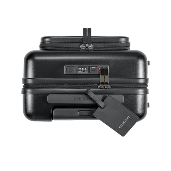 Set med 3 Eternitive E3 resväskor / TSA kombinationslås / storlek S + M + L / svart / kabinväska med extra ficka och USB-C- och USB-A-port / 360° svän