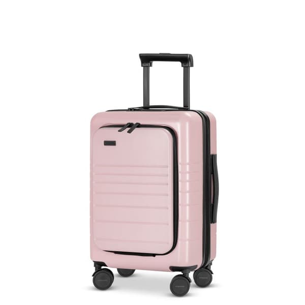 Sæt med 2 Eternitive E3 kufferter / TSA kombinationslås / størrelse S + L / farve pink / håndbagage med ekstra lomme og USB-C og USB-A port / 360° dre