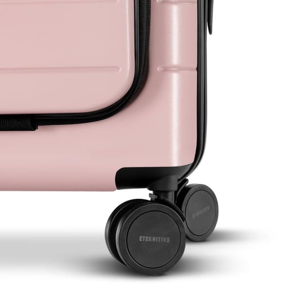 Sæt med 2 Eternitive E3 kufferter / TSA kombinationslås / størrelse S + L / farve pink / håndbagage med ekstra lomme og USB-C og USB-A port / 360° dre