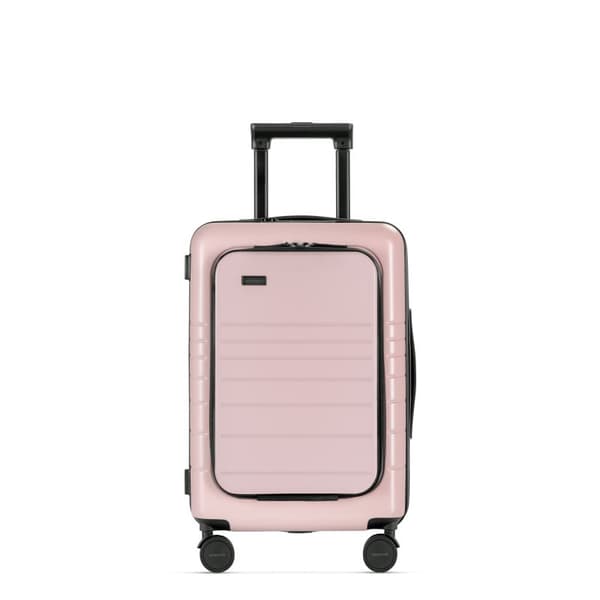 Sæt med 2 Eternitive E3 kufferter / TSA kombinationslås / størrelse S + L / farve pink / håndbagage med ekstra lomme og USB-C og USB-A port / 360° dre
