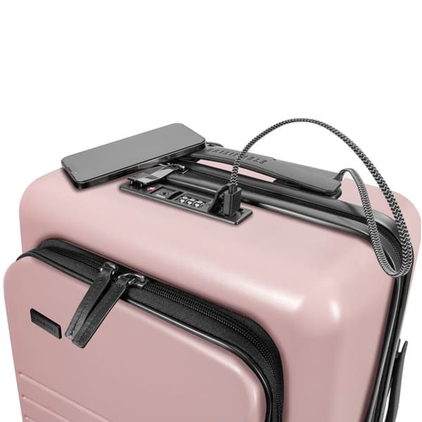 2 kpl Eternitive E3 -matkalaukkusarja / matkustamolaukku, jossa lisätasku ja USB-C- ja USB-A-portti / TSA-yhdistelmälukko / koko S + M / väri vaaleanp