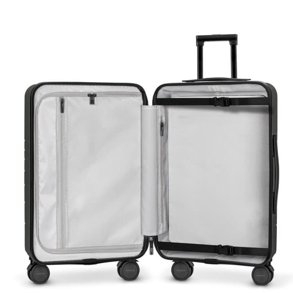 Set med 2 Eternitive E3 resväskor / kabinväska med extra ficka och USB-C- och USB-A-port / TSA kombinationslås / storlek S + M / olivgrön färg / 360°