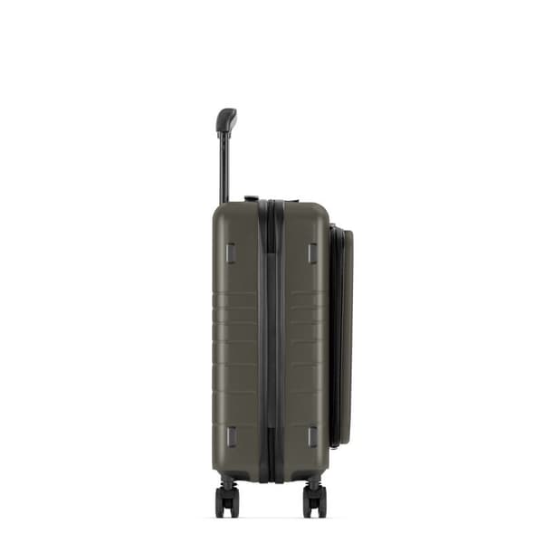 Set med 2 Eternitive E3 resväskor / kabinväska med extra ficka och USB-C- och USB-A-port / TSA kombinationslås / storlek S + M / olivgrön färg / 360°