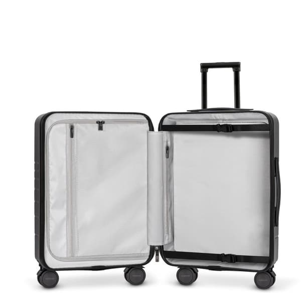 2 kpl Eternitive E3 -matkalaukkusarja / matkustamolaukku, jossa lisätasku ja USB-C- ja USB-A-portti / TSA-yhdistelmälukko / koko S + M / musta väri /