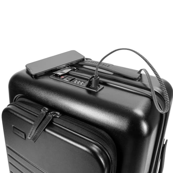 2 kpl Eternitive E3 -matkalaukkusarja / matkustamolaukku, jossa lisätasku ja USB-C- ja USB-A-portti / TSA-yhdistelmälukko / koko S + M / musta väri /