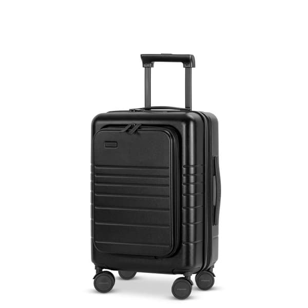 2 kpl Eternitive E3 -matkalaukkusarja / matkustamolaukku, jossa lisätasku ja USB-C- ja USB-A-portti / TSA-yhdistelmälukko / koko S + M / musta väri /