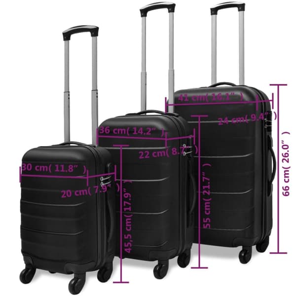 vidaXL hardcase trolleysæt 45,5/55/66 cm sort -  Håndkufferter