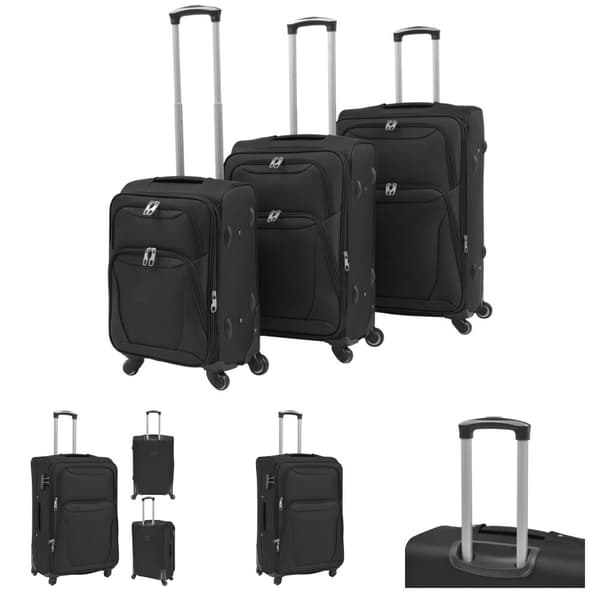 The Living Store softcase-trolleysæt 3 stk. sort -  Håndkufferter