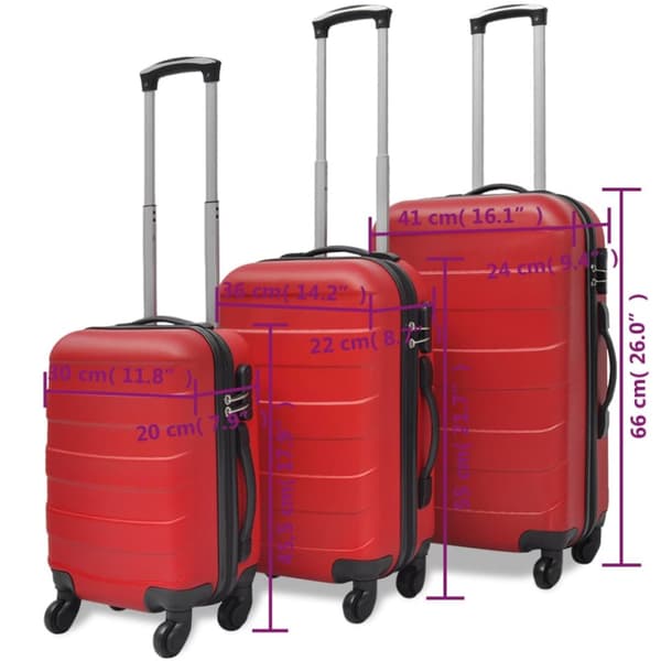 The Living Store hardcase trolleysæt 45,5/55/66 cm rød -  Håndkufferter
