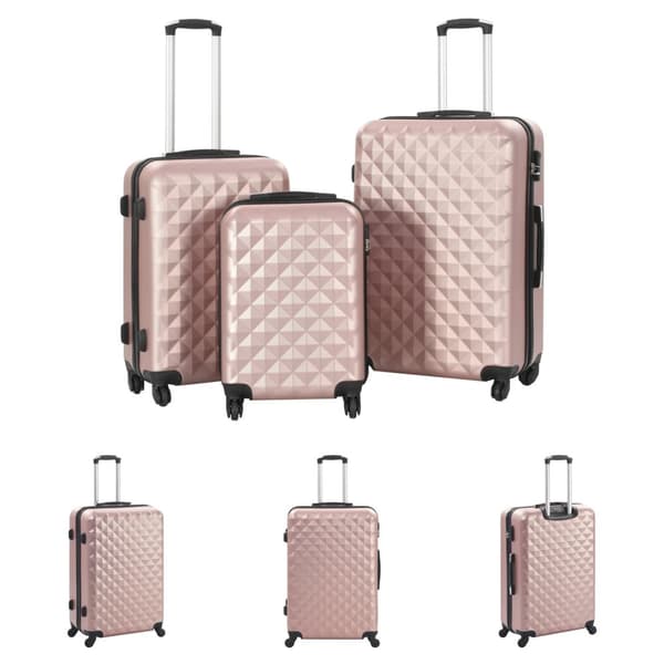 The Living Store kuffertsæt i 3 dele hardcase rosenguld ABS -  Håndkufferter