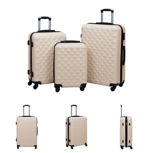 The Living Store kuffertsæt 3 dele hardcase ABS guldfarvet -  Håndkufferter