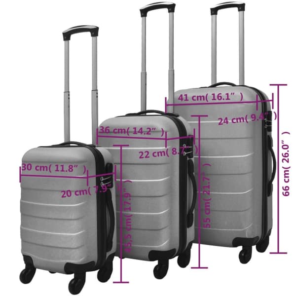 Håndkufferter - Living hardcase trolleysæt 45,5/55/66 cm sølvfarvet