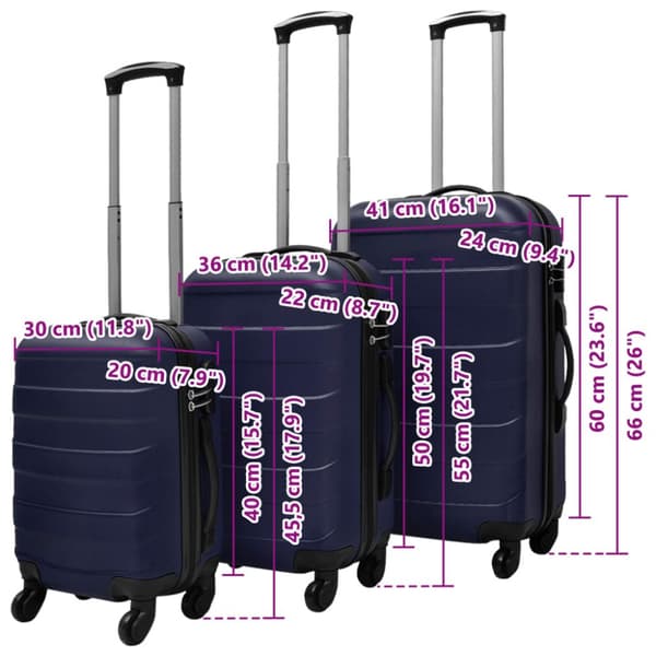 Håndkufferter - Living hardcase trolleysæt 45,5/55/66 cm blå