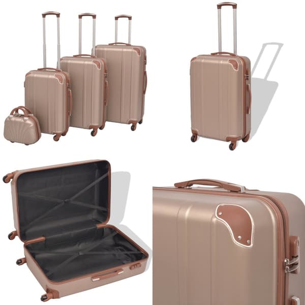 Hardcase trolleysæt fire dele champagnefarvet - Kuffert - Kufferter - Home & Living