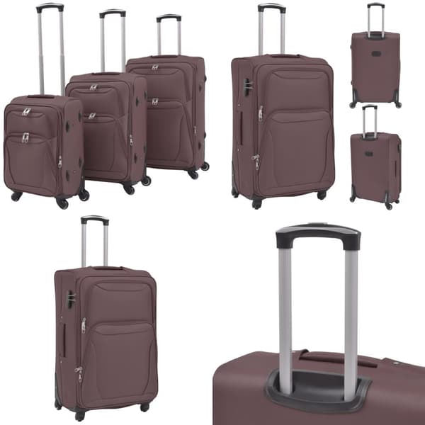 Softcase-trolleysæt 3 stk. Kaffefarvet - Softcase-trolley - Softcase-trolleyer - Home & Living