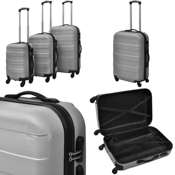 Hardcase trolleysæt 45,5/55/66 cm sølvfarvet - Hardcase Trolley - Hardcase Trolleys - Home & Living