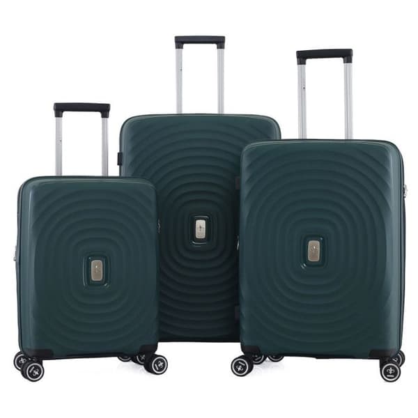 Set med 3 expanderbara vagnsväskor av styv polykarbonat - LYS Paris 2401-3 - Grön