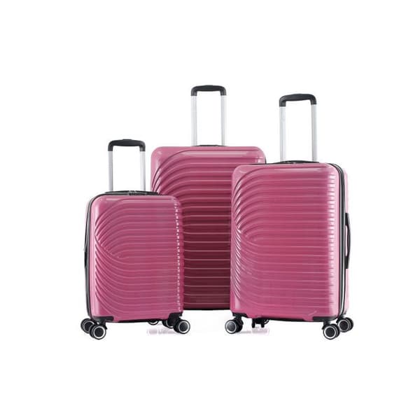 Set med 3 expanderbara vagnsväskor av styv polykarbonat - LYS Paris 328/3 - 328 &amp; 322 Fuchsia