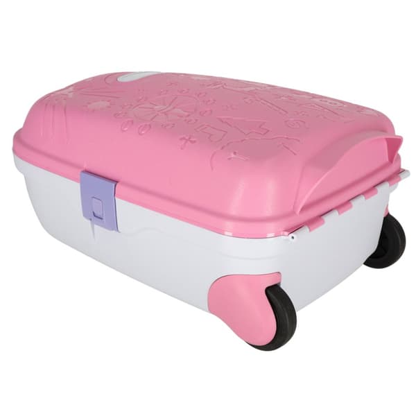 Hyttreseväska för barn på hjul, LED-handbagage med namn, rosa
