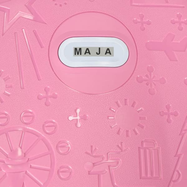 Hyttreseväska för barn på hjul, LED-handbagage med namn, rosa