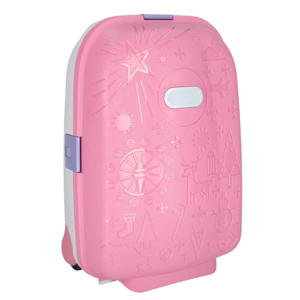 Hyttreseväska för barn på hjul, LED-handbagage med namn, rosa