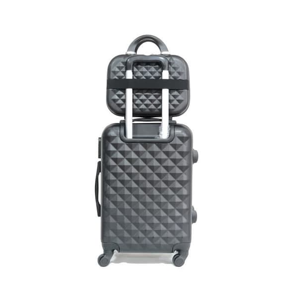 CELIMS FRANCE - Kabinväska 55x35x25 med necessär | Kabinväska 55cm | ABS | Inbyggt lås | Svart