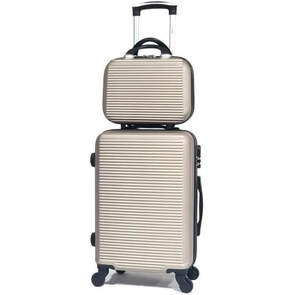 CELIMS FRANCE - Kabinväska 55x35x25 Easyjet med Weekend Vanity | Kabinväska 55cm | ABS-väska | Inbyggd lås | Champagne