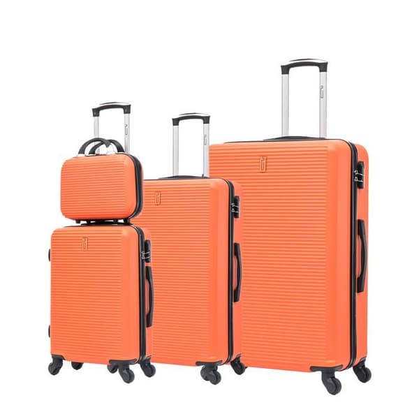 CELIMS FRANCE - Set av resväskor 4 Delar | Kabinväska + Mellanstor resväska + Stor resväska + Necessär | ABS | Orange