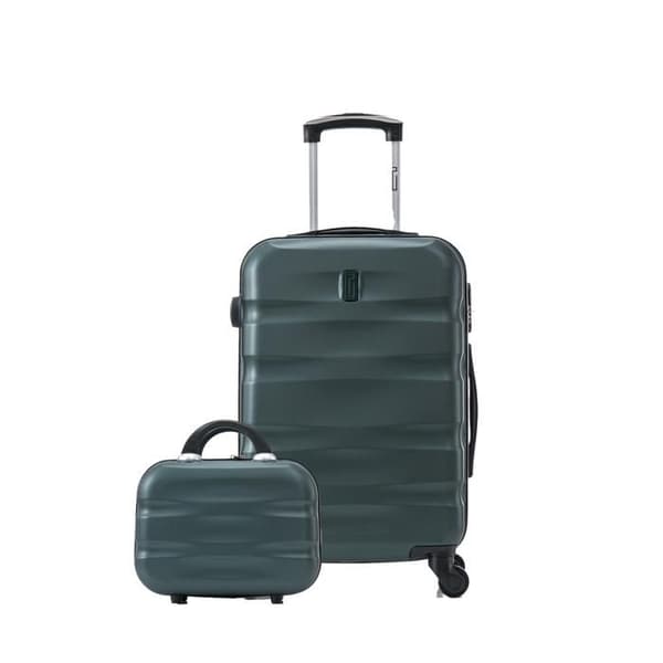 CELIMS FRANCE - Kabinväskan 55x35x25 Easyjet med Vanity Aerowave | Kabinväskan 55 cm | ABS | Integrerat hänglås | Grön