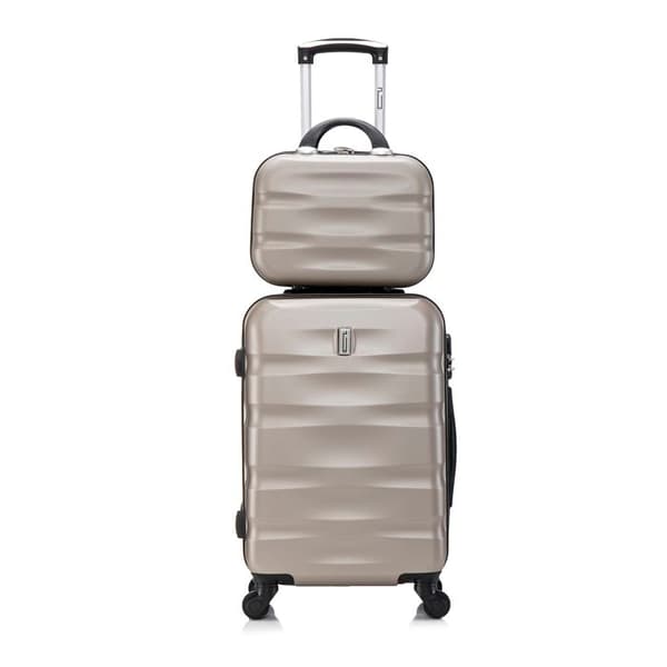 CELIMS FRANCE - Kabinväska 55x35x25 Easyjet med Vanity Aerowave | Kabinväska 55cm | ABS | Inbyggd lås | Champagne