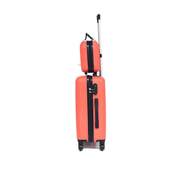 CELIMS FRANCE - Kabinväska 55x35x25 Easyjet med Weekend Vanity | Kabinväska 55 cm | ABS-väska | Inbyggd hänglås | Orange