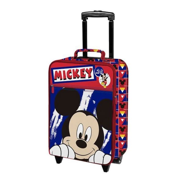 Vagn resväska - MICKEY - Halvstyv - Röd - 33,5x53x18 cm - Barn