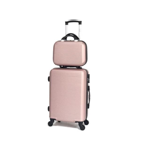 CELIMS - Set med 4 resväskor + 1 fåfänga (45cm+55cm+65cm+75cm) - Godkänd av 100+ flygbolag - Integrerat hänglås - Rose Gold