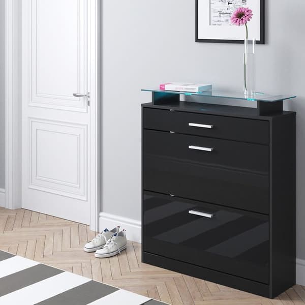 VICCO Skoskåp, fällbara lådor, LED-belysning, skänk, skoförvaring, skolåda