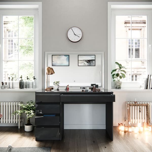 Vicco Sminkbord Sminkbord Sminkbord kista Sherry antracitspegel (LED-spegel)