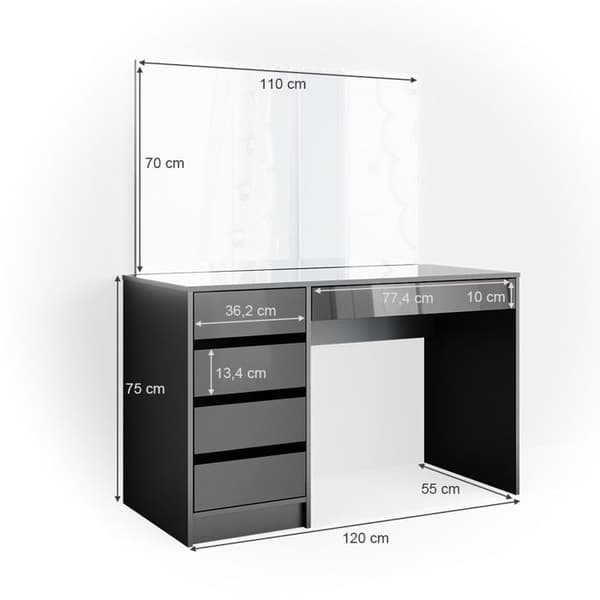 Vicco Sminkbord Sminkbord Sminkbord Chest Sherry Antracit Spegel