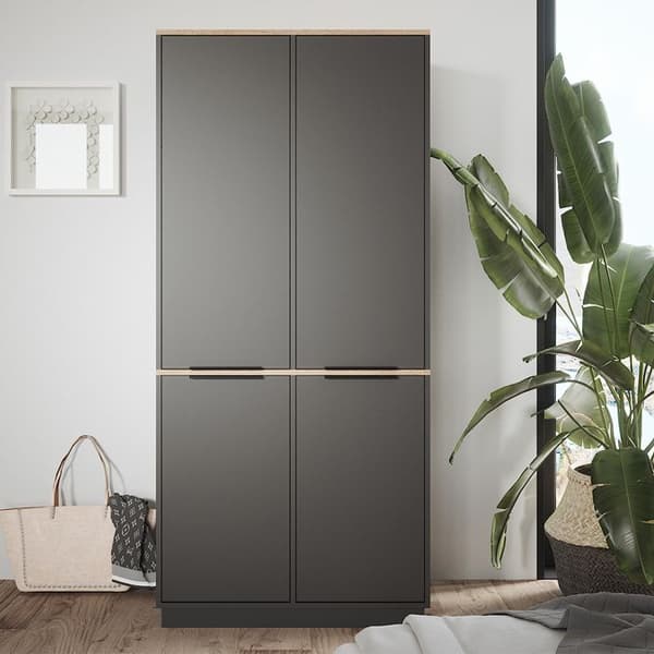 Vicco Betti garderob, antracit, 82 x 179 cm med 4 dörrar