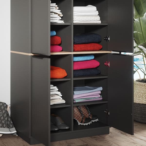 Vicco Betti garderob, antracit, 82 x 179 cm med 4 dörrar