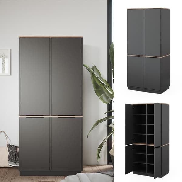 Vicco Betti garderob, antracit, 82 x 179 cm med 4 dörrar