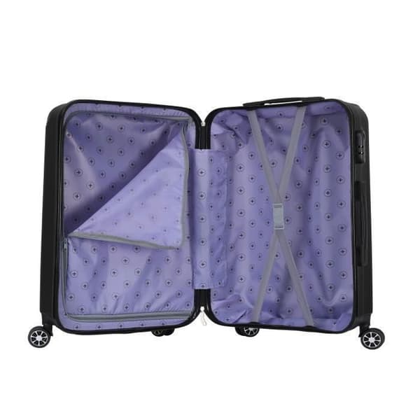 SUPERFLY - Cabin Resväska 55x34x23cm - Stel, Lätt 2,5 Kg - 39 liter - 4 Dubbla Silent Wheels - Vägg - Svart