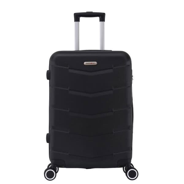 SUPERFLY - Cabin Resväska 55x34x23cm - Stel, Lätt 2,5 Kg - 39 liter - 4 Dubbla Silent Wheels - Vägg - Svart