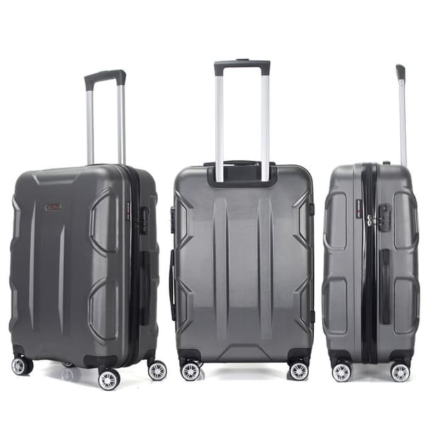 Weekend resväska | Medium resväska Storlek 65cm | ABS Holdall resväska | 4 dubbla 360° hjul | Integrerat lås | Palace | Kolgrå