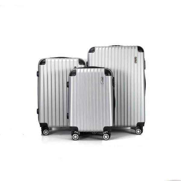 Set med 3 resväskor 4 hjul stel Grå Silver - Hörn - Trolley ADC