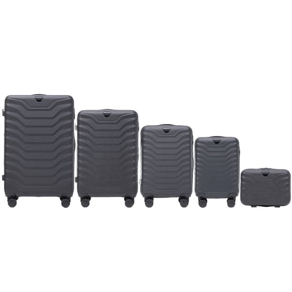 Wings Peafowl Geometrisk Sort 4-delers Hardcase Kuffertsæt