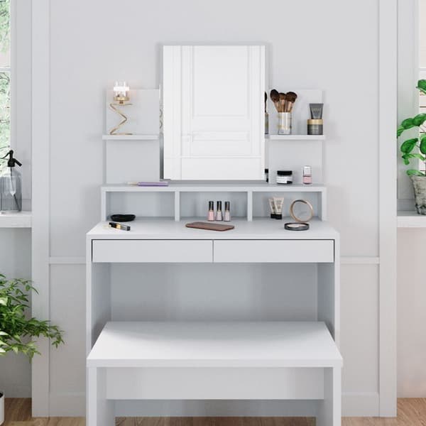 VICCO Ania sminkbord vit + bänk